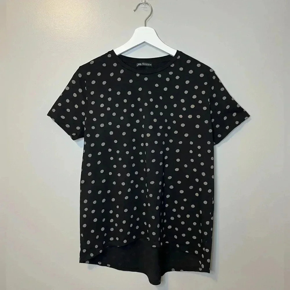 Zara Cotton  T-Shirt Dot Pattern
